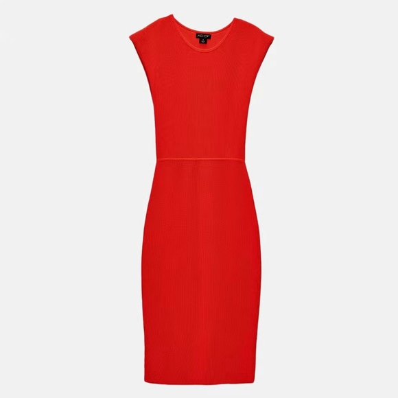 Padded shoulder ribbed dress bodycon Bergdorf Goodman - Picture 3 of 7